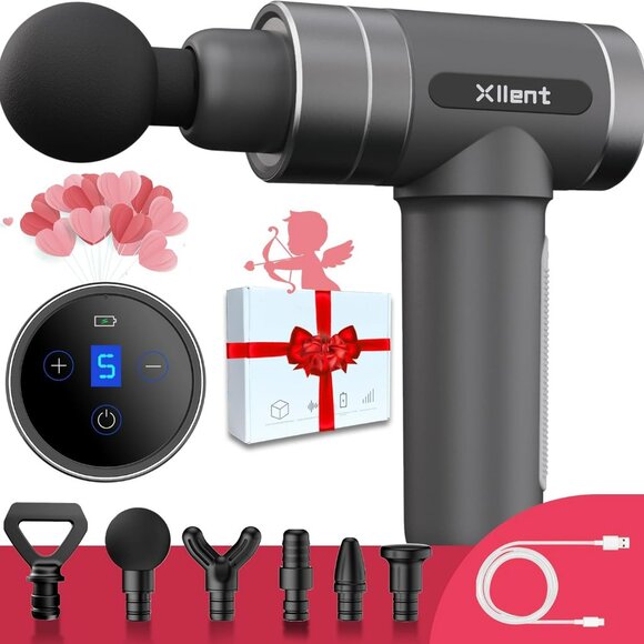 NEW Portable Quiet Electric Massage Gun with 6 washable replaceable massage head - Picture 1 of 7